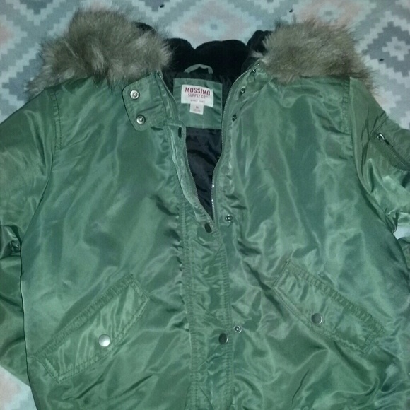 Mossimo Supply Co. Other - Mossimo Girls XL Army Green Fur Hood Aviator Coat
